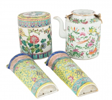 Chinese Porcelain, Covered Jar and Tea Pot